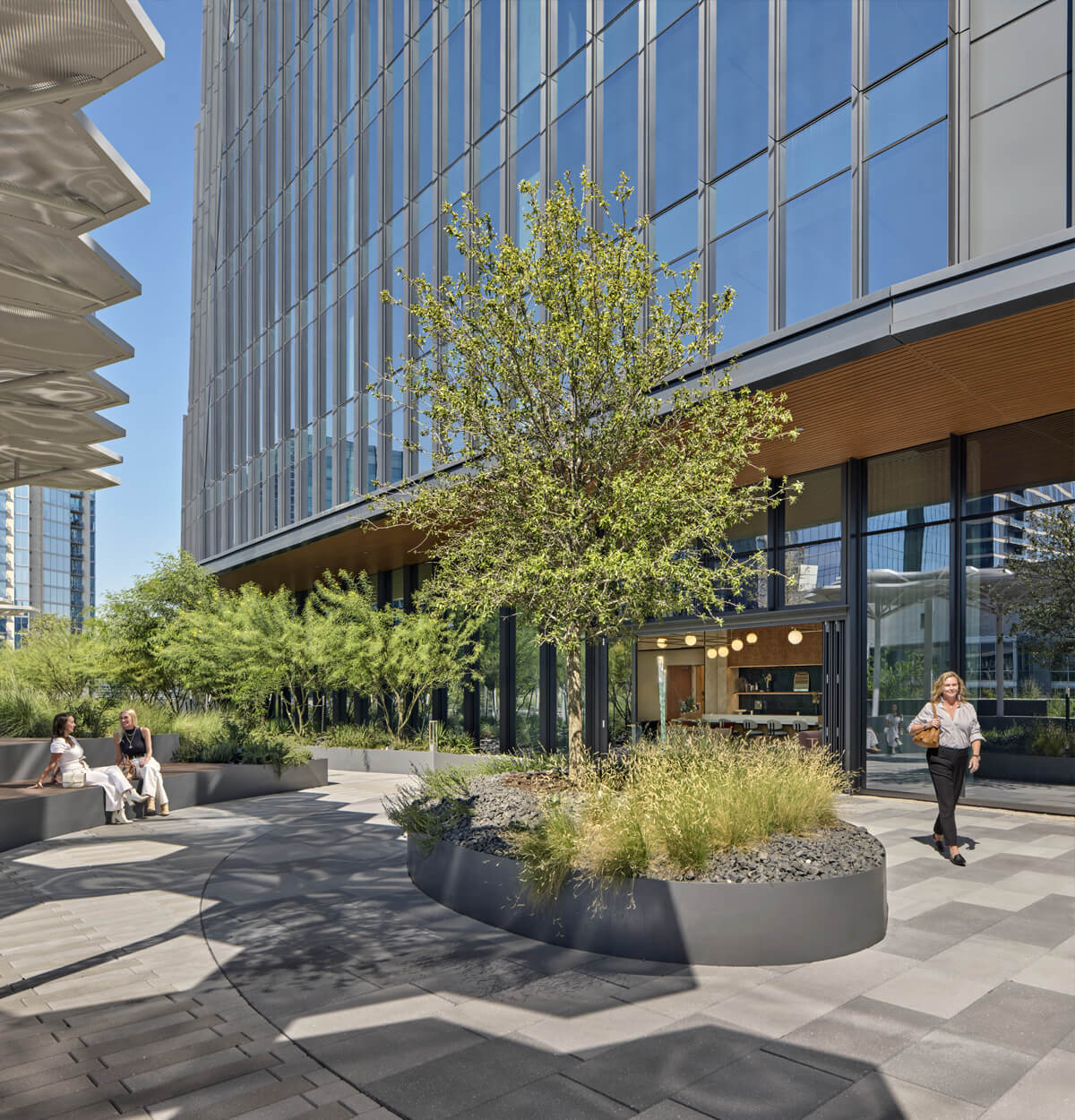 People socializing in an oudoor space in Austin TX